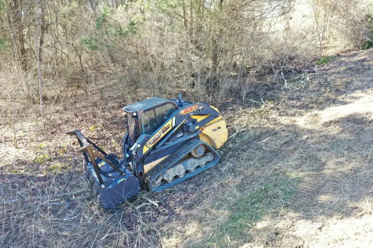 Aerial view of EarthWorx equipment clearing land
